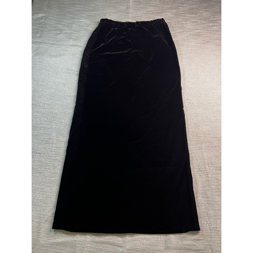 Black Velvet Maxi Skirt Rob Hill for Mister Jay Vintage Elastic Waist Medium
